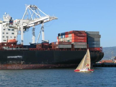 Cargo unloading, Oakland, Ca.